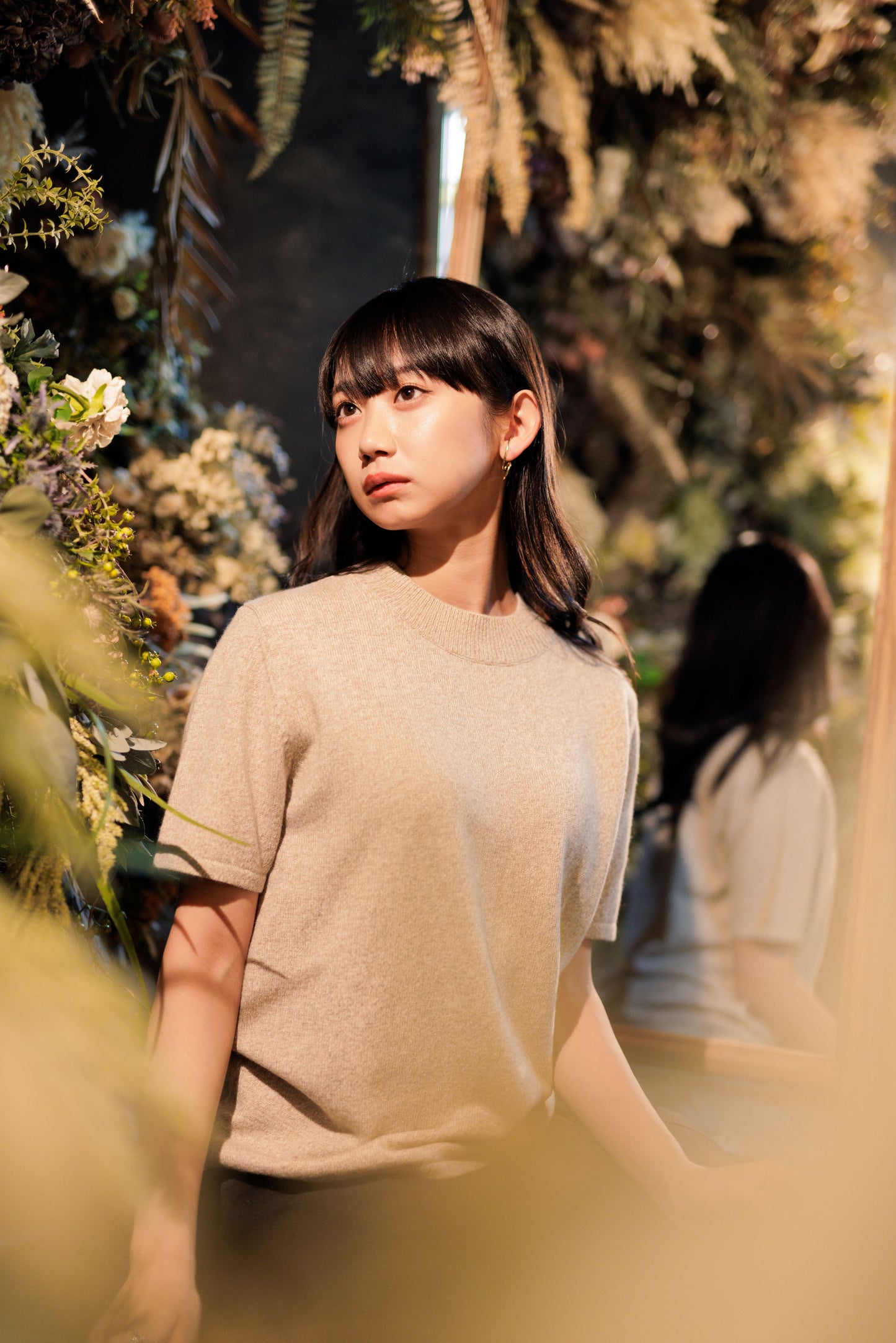 Nanako Style レディース カシミヤ半袖セーター 373402