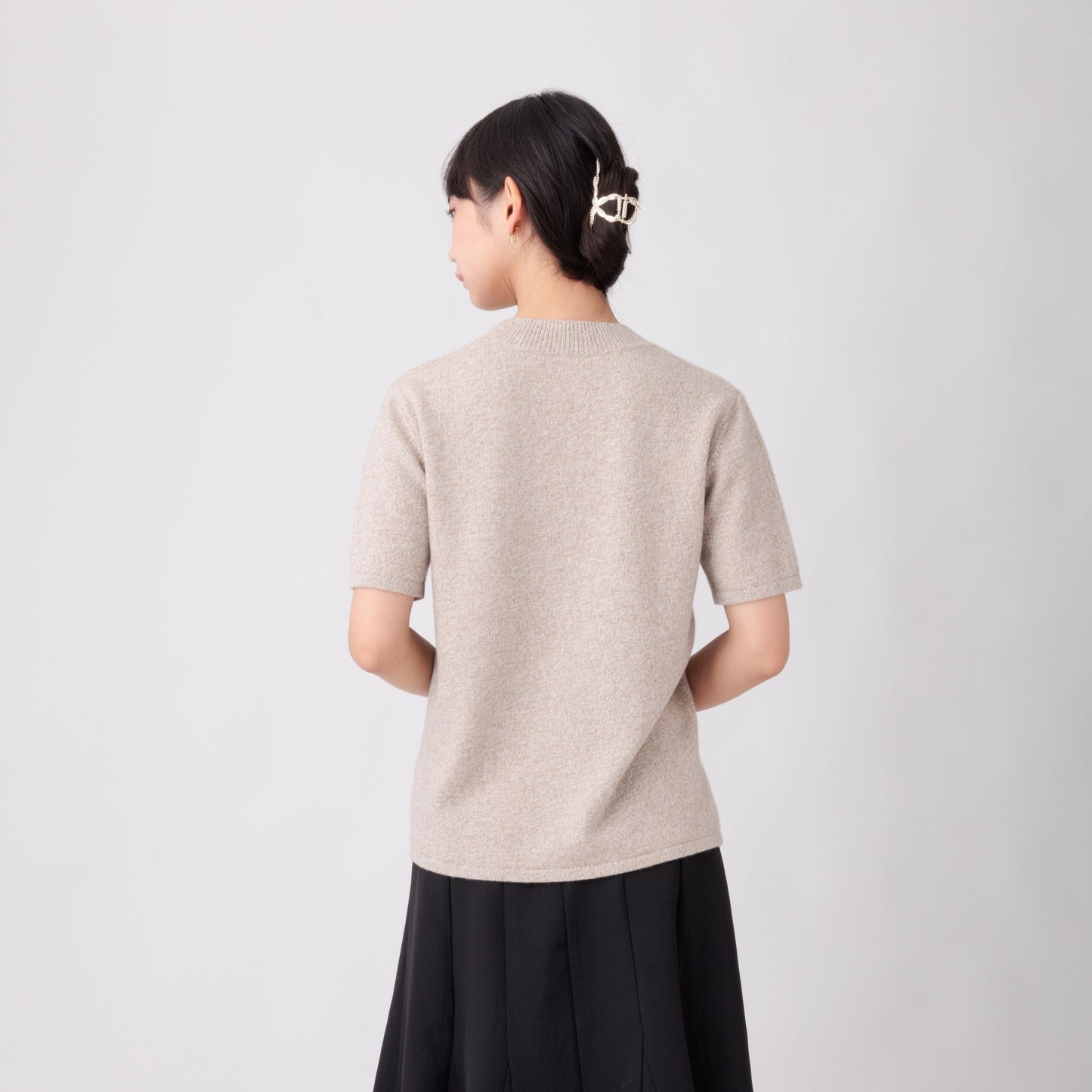 Nanako Style レディース カシミヤ半袖セーター 373402