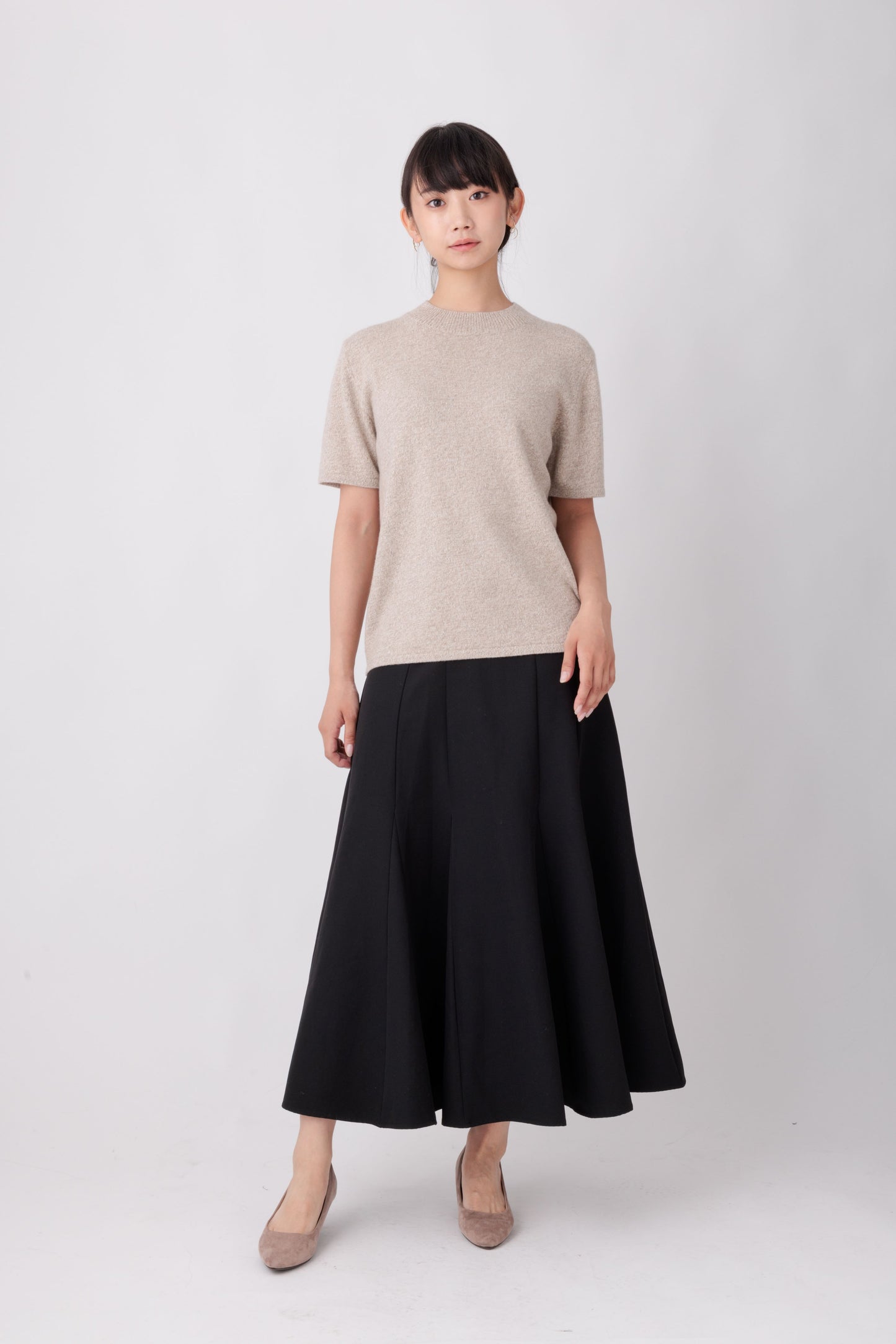 Nanako Style レディース カシミヤ半袖セーター 373402