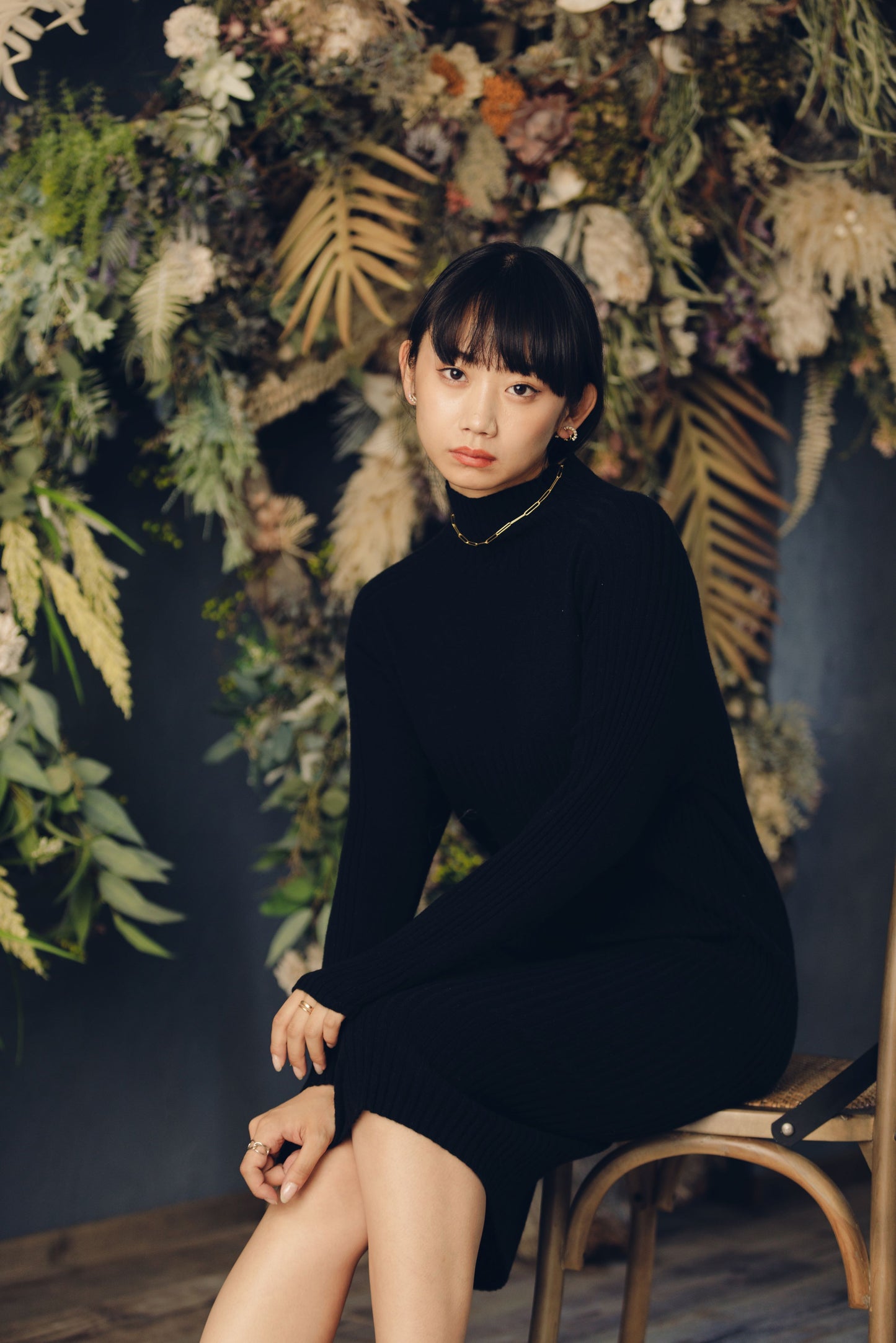 Nanako Style レディース カシミヤロングワンピース 373600