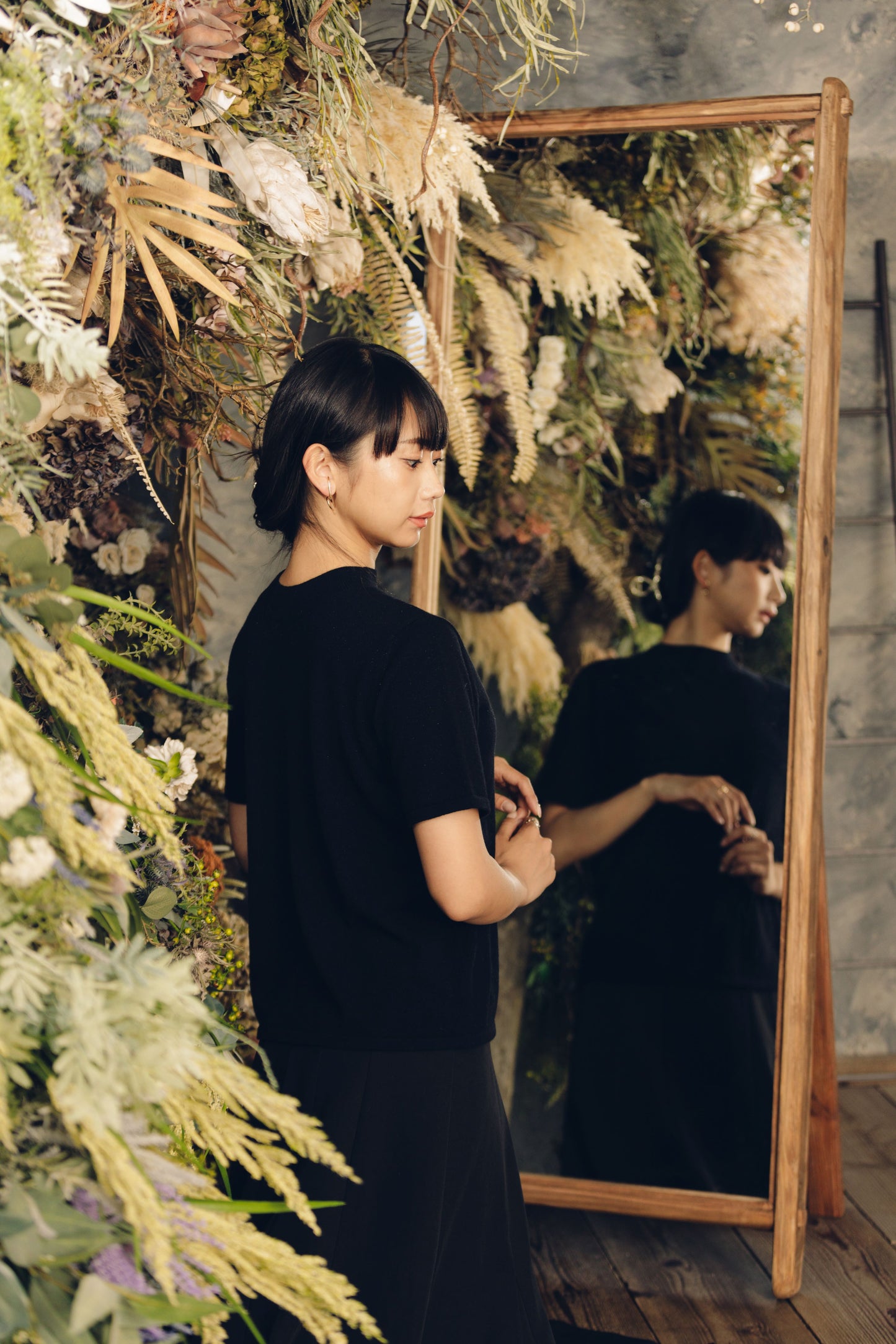 Nanako Style レディース カシミヤ半袖セーター 373402