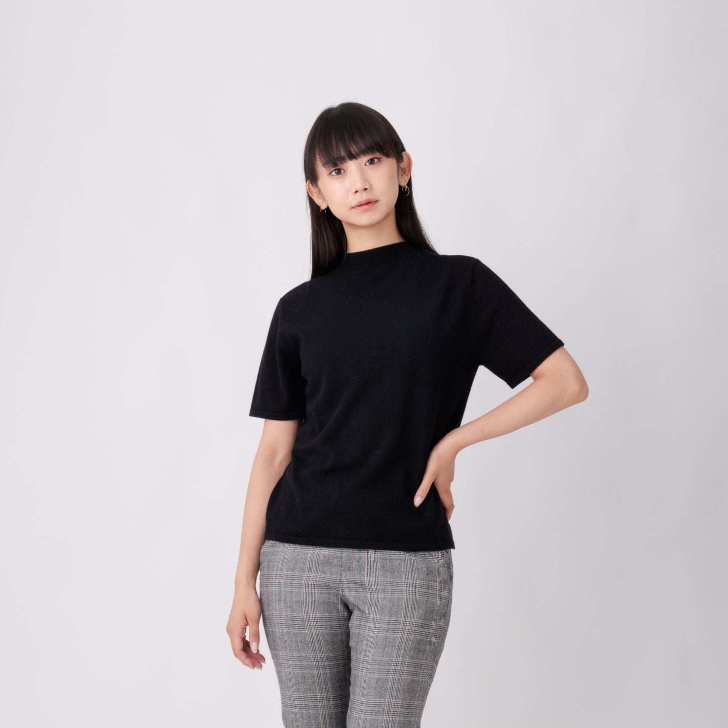 Nanako Style レディース カシミヤ半袖セーター 373402