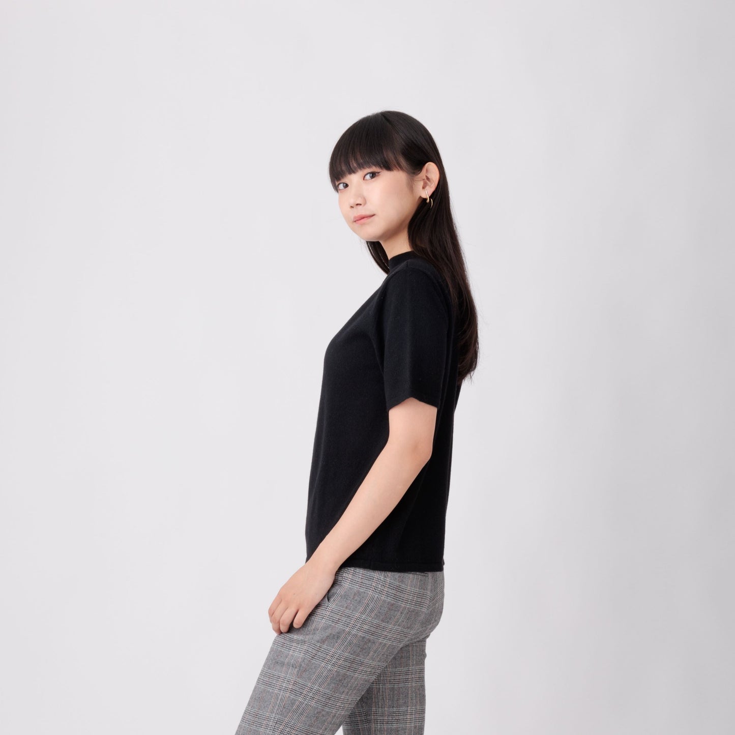 Nanako Style レディース カシミヤ半袖セーター 373402