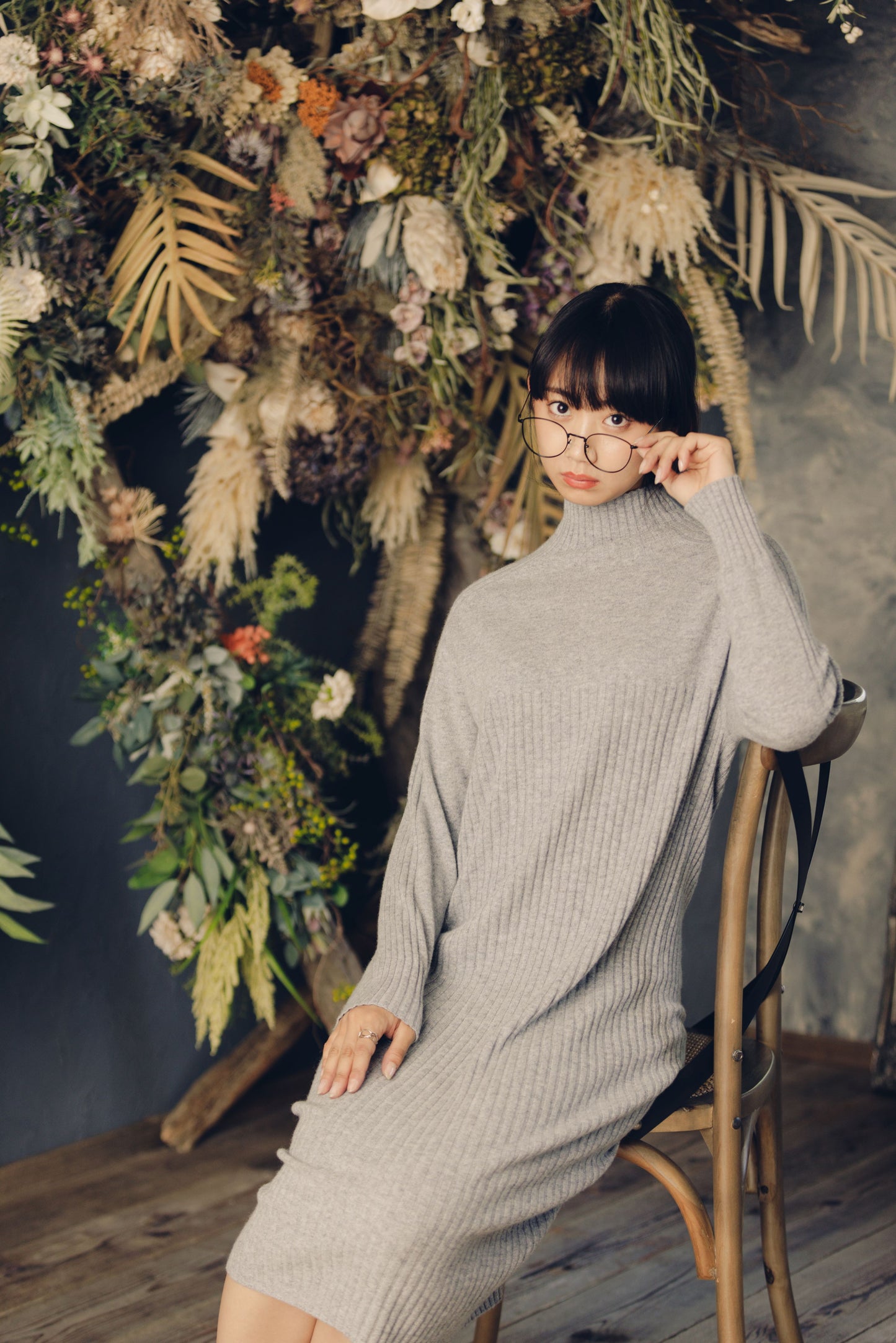 Nanako Style レディース カシミヤロングワンピース 373600