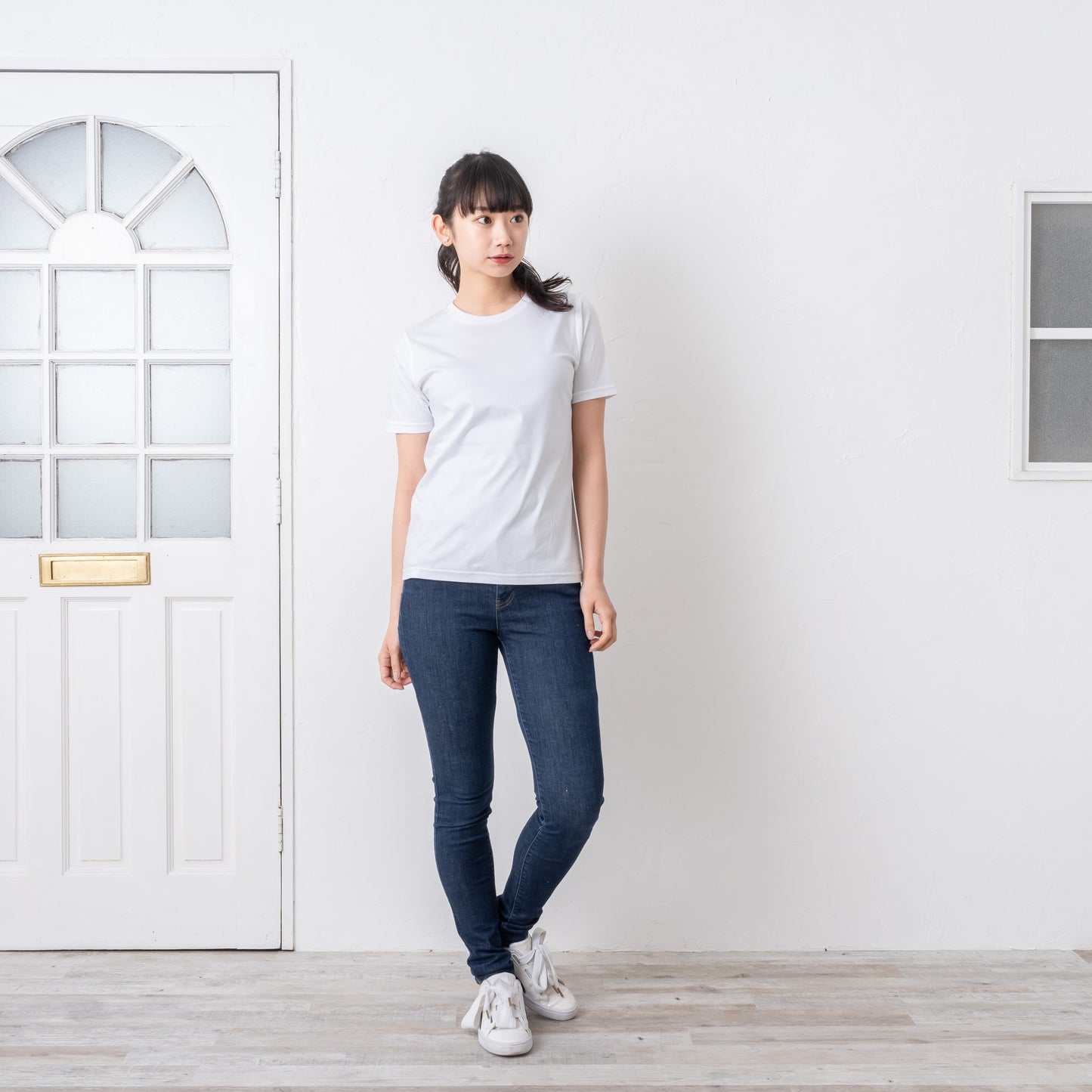 天然繊維 超長綿 レディース半袖Tシャツ 354-400