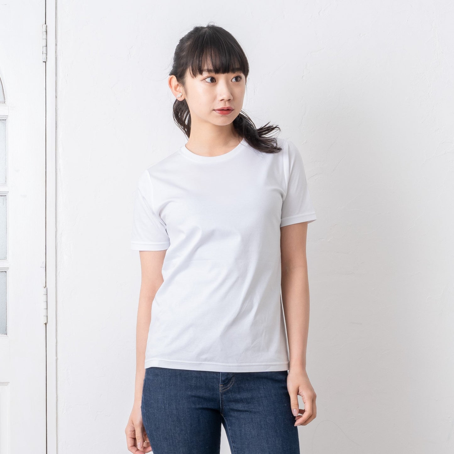 天然繊維 超長綿 レディース半袖Tシャツ 354-400