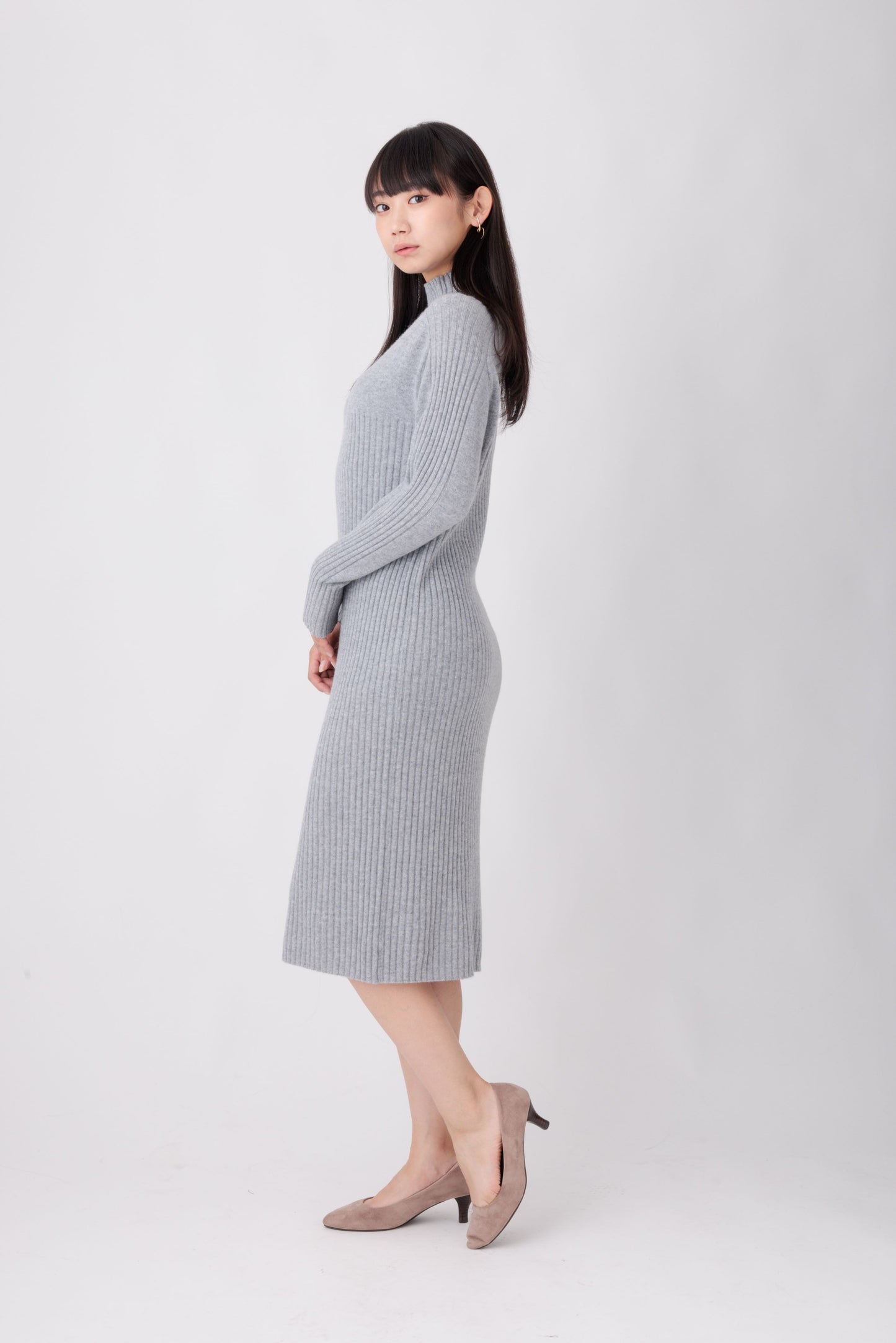 Nanako Style レディース カシミヤロングワンピース 373600