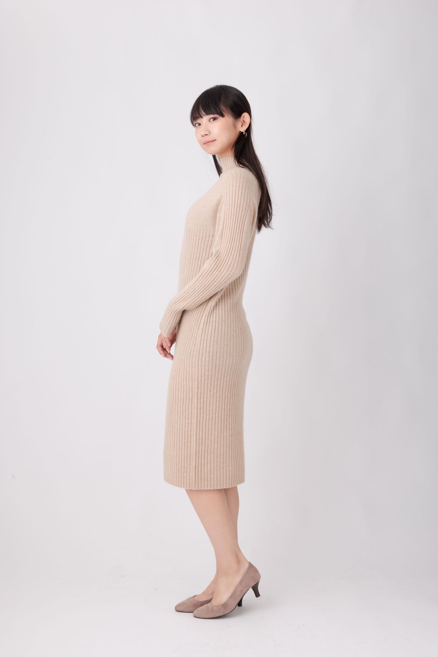 Nanako Style レディース カシミヤロングワンピース 373600