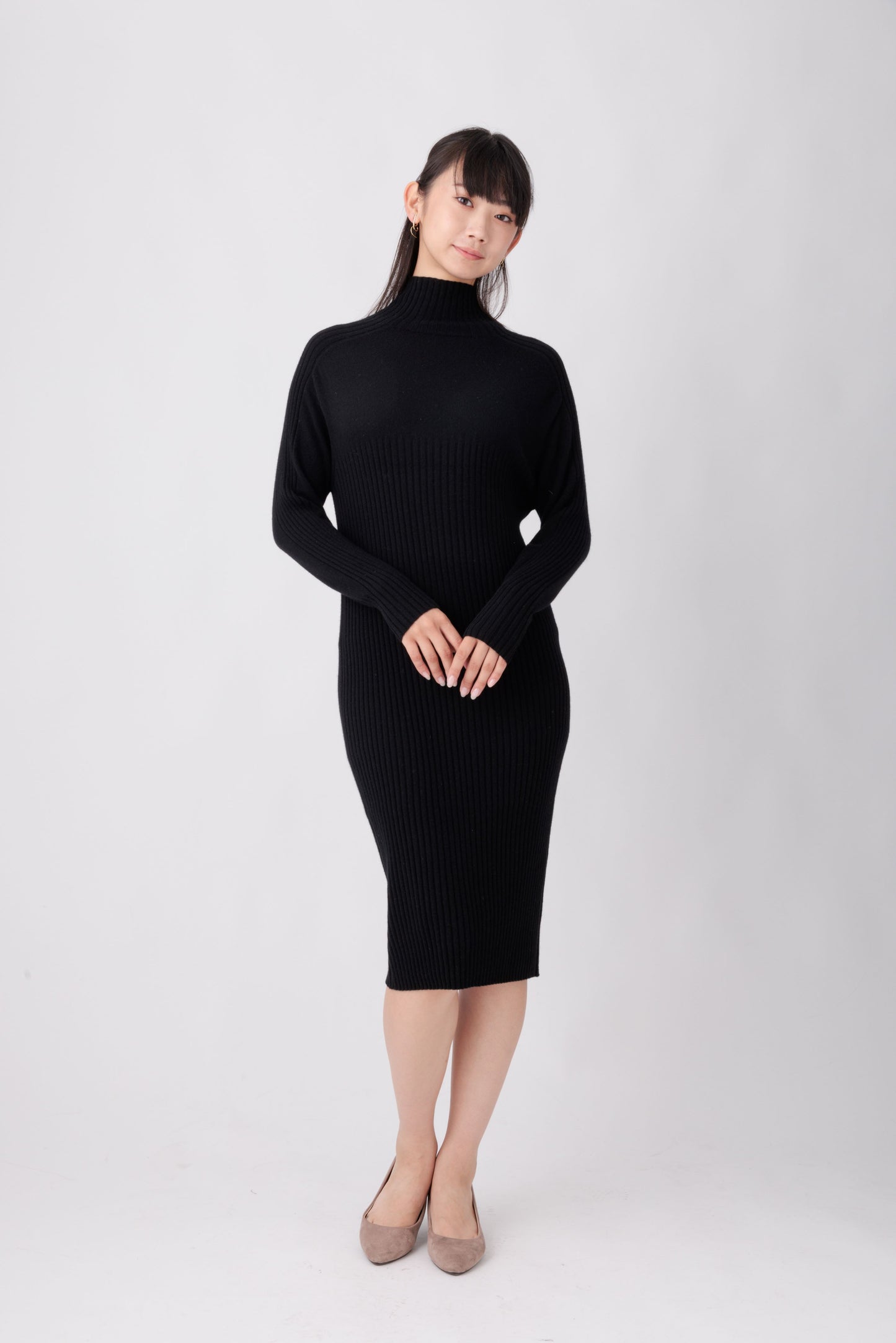 Nanako Style レディース カシミヤロングワンピース 373600