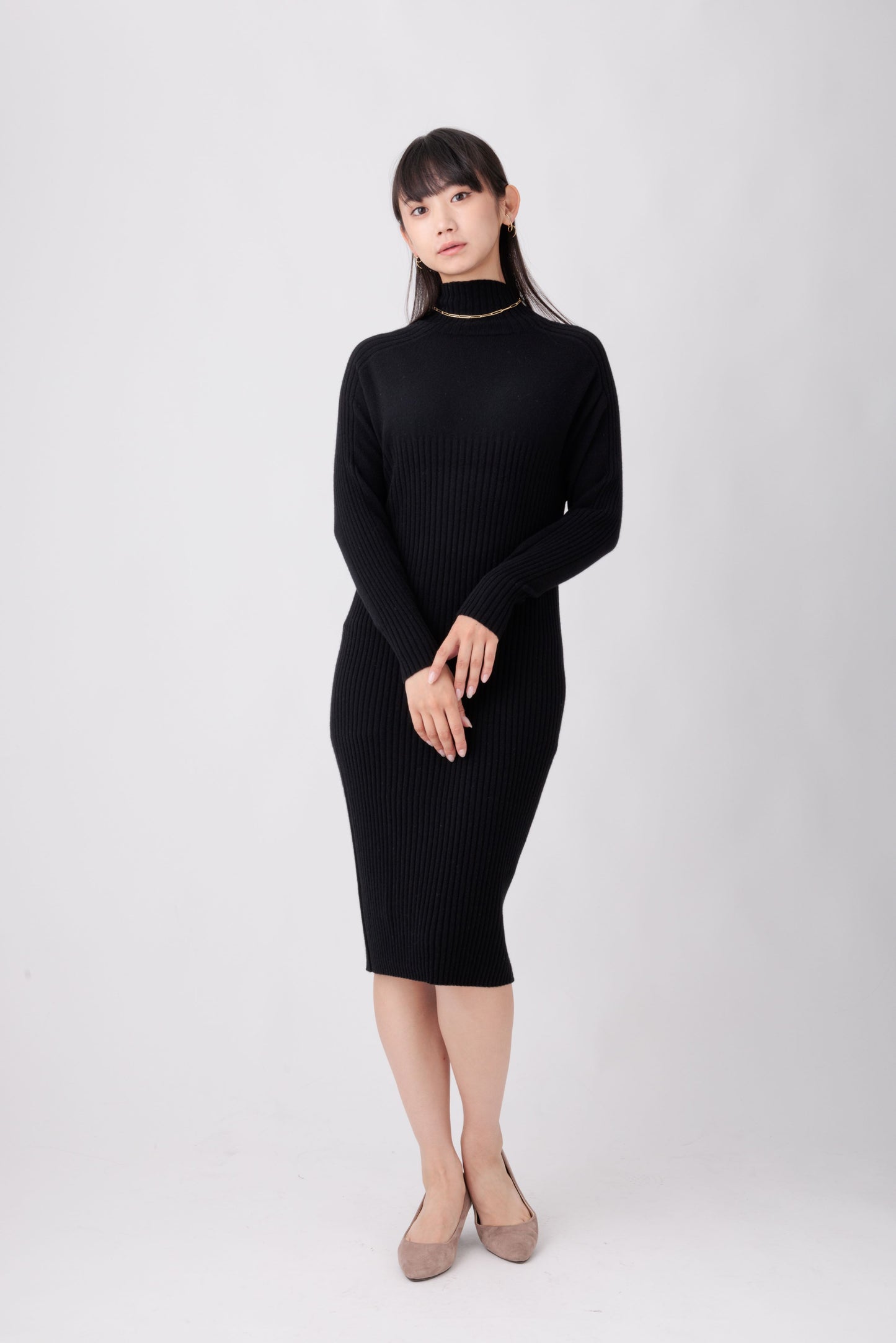 Nanako Style レディース カシミヤロングワンピース 373600